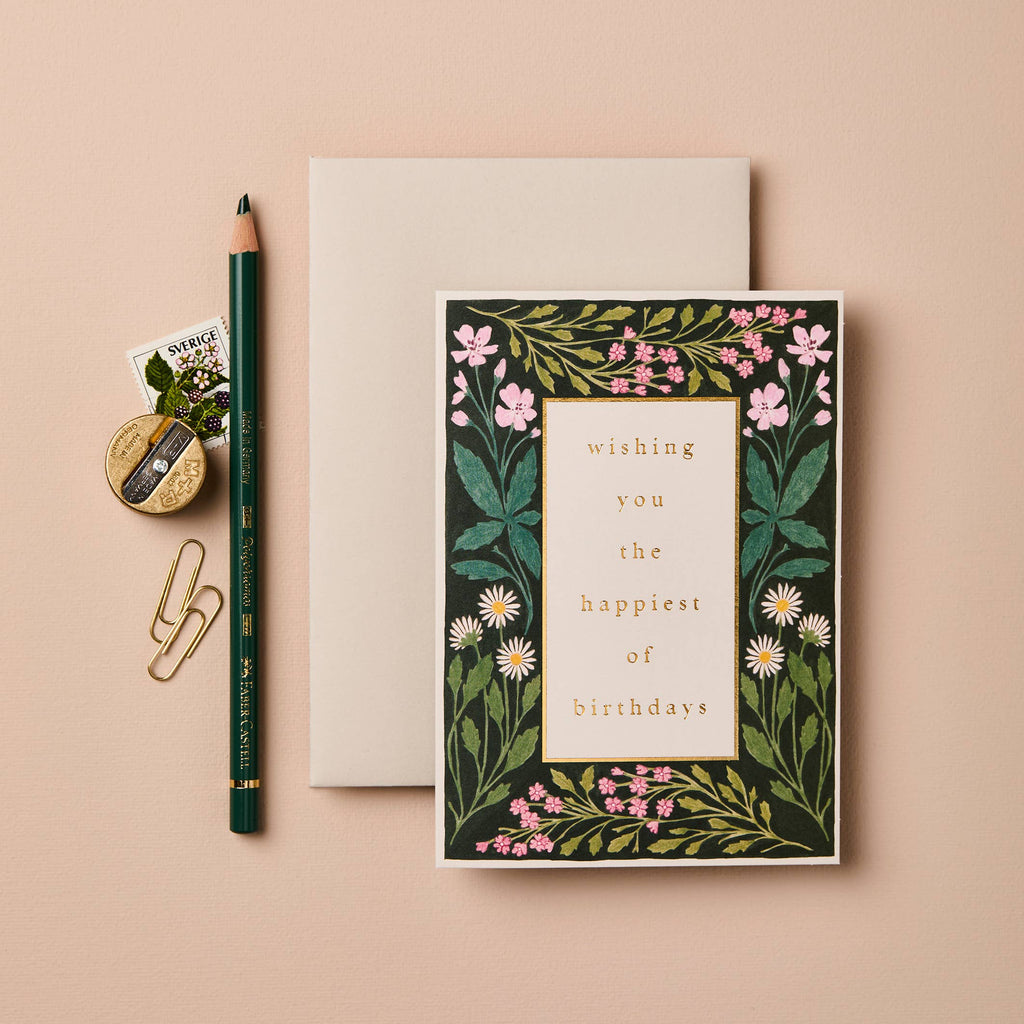 Wanderlust Paper Co. Meadow Border 'Happiest of Birthdays' Card