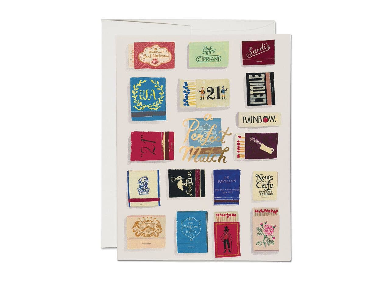 Red Cap Cards Matches Love Greeting Card