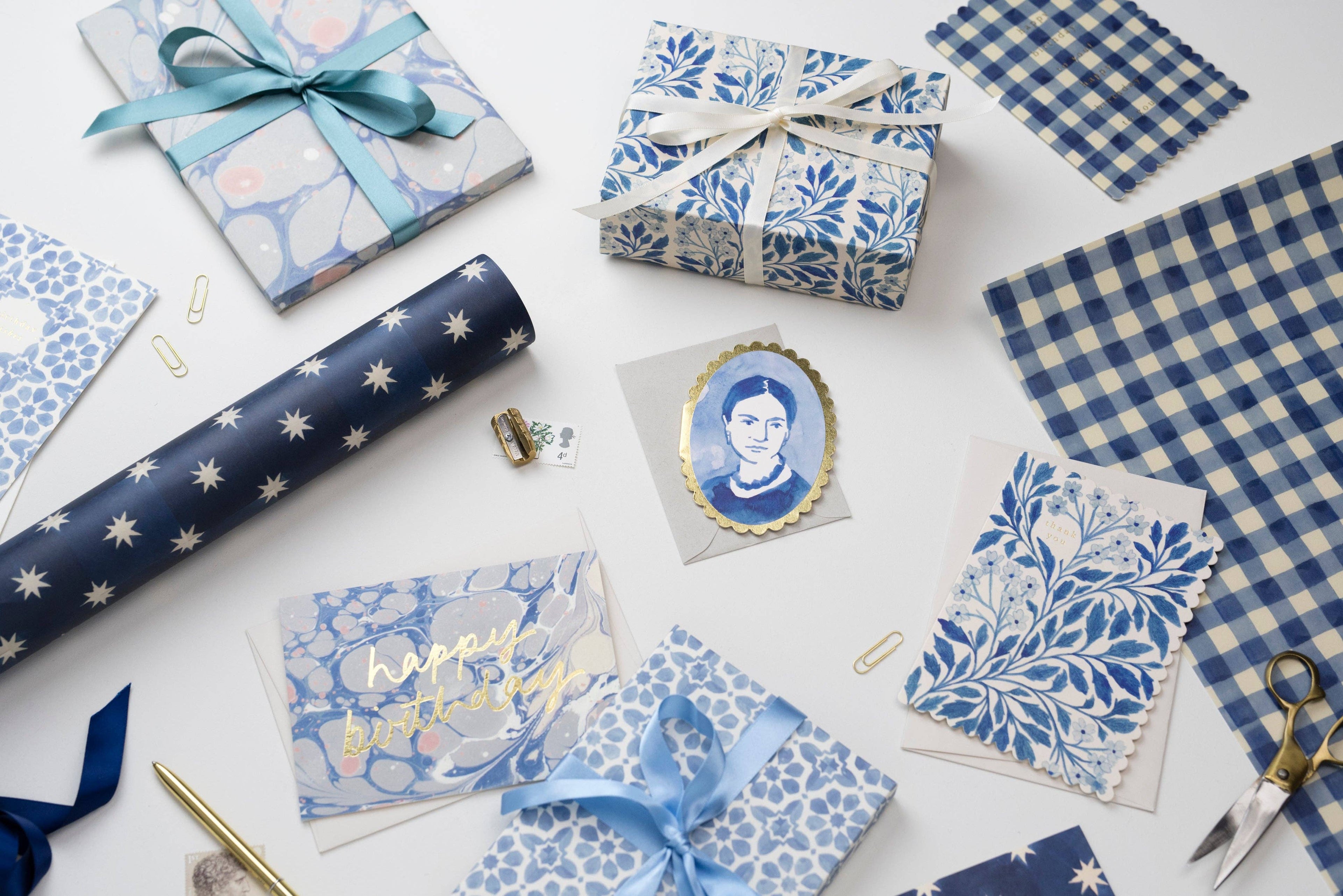 Wanderlust Paper Co. Blue Flora 'Thank You' Card