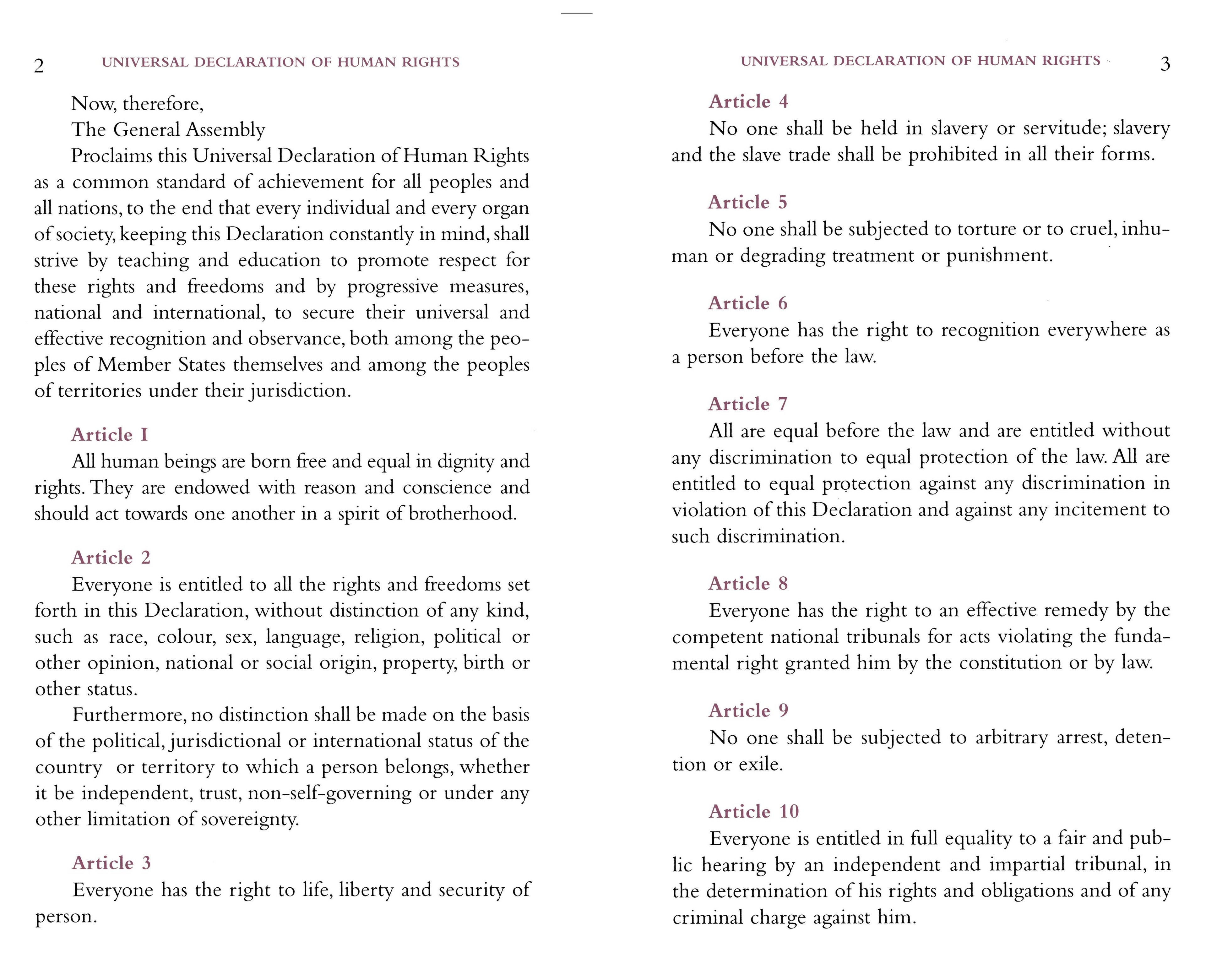 Applewood Books Universal Declaration of Human Rights