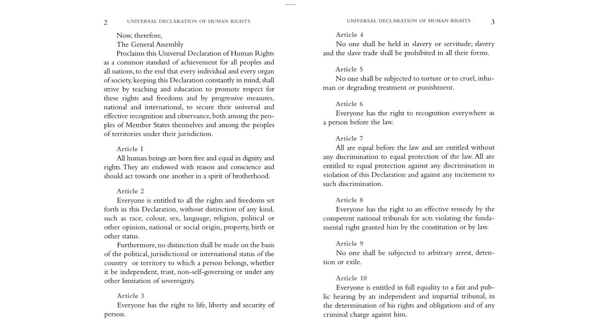 Applewood Books Universal Declaration of Human Rights