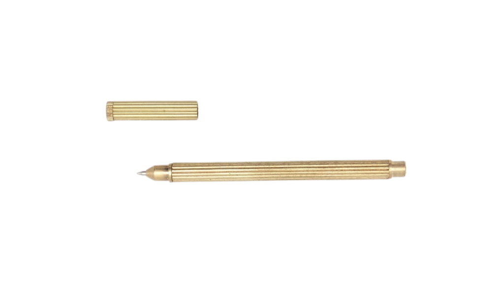 Brût Home and Glassware Brass Striped Ballpoint Pen