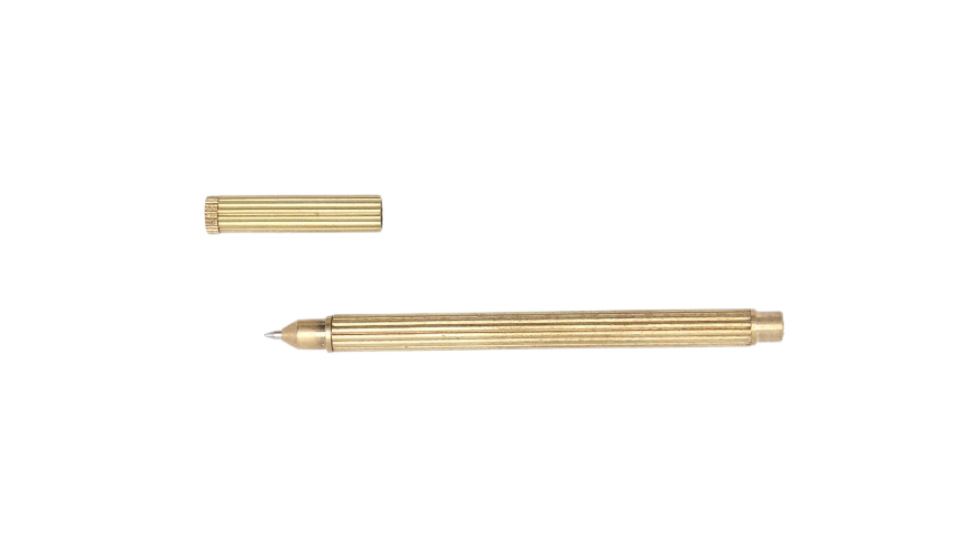 Brût Home and Glassware Brass Striped Ballpoint Pen