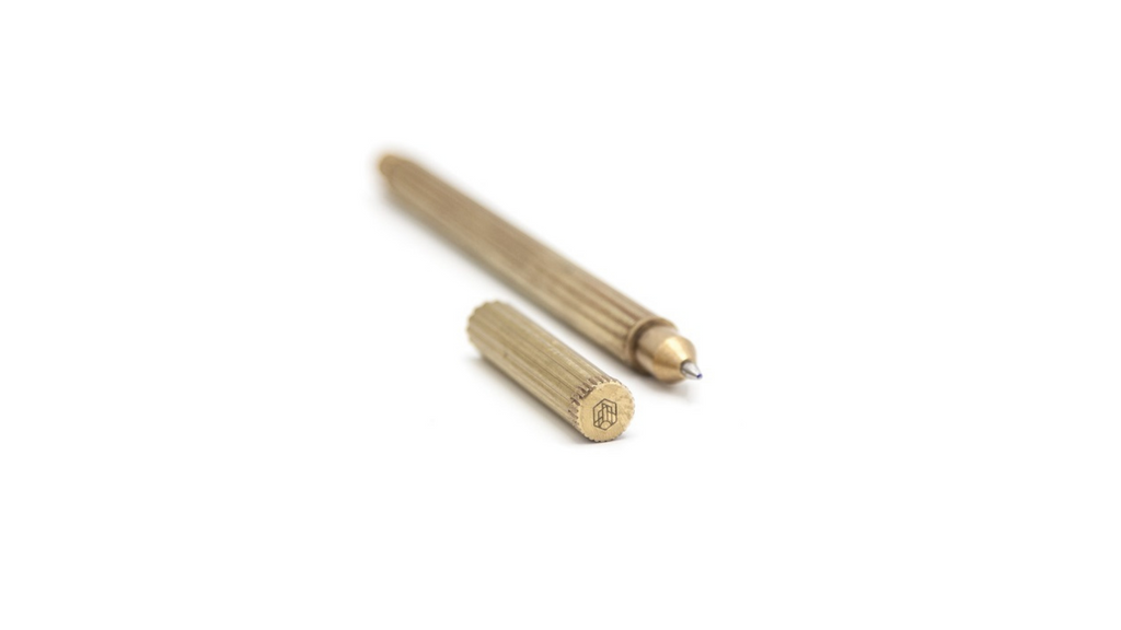 Brût Home and Glassware Brass Striped Ballpoint Pen