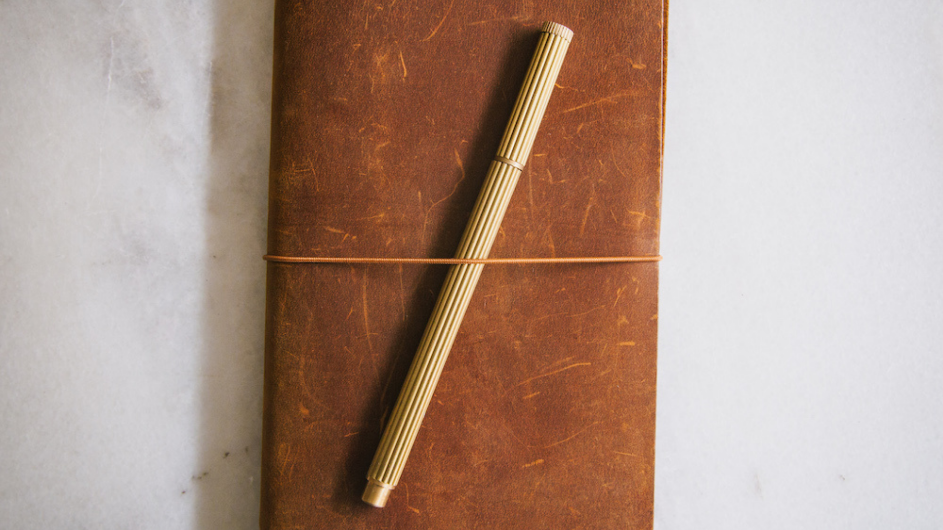 Brût Home and Glassware Brass Striped Ballpoint Pen