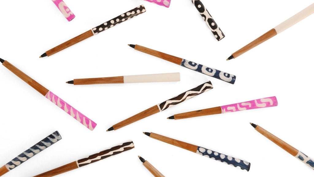 Akamba Batik Dyed Cow Bone and Wild Olive Wood Ink Pen