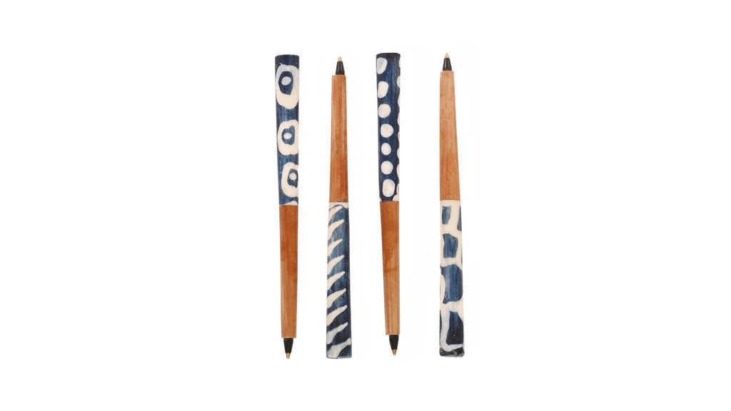Akamba Batik Dyed Cow Bone and Wild Olive Wood Ink Pen