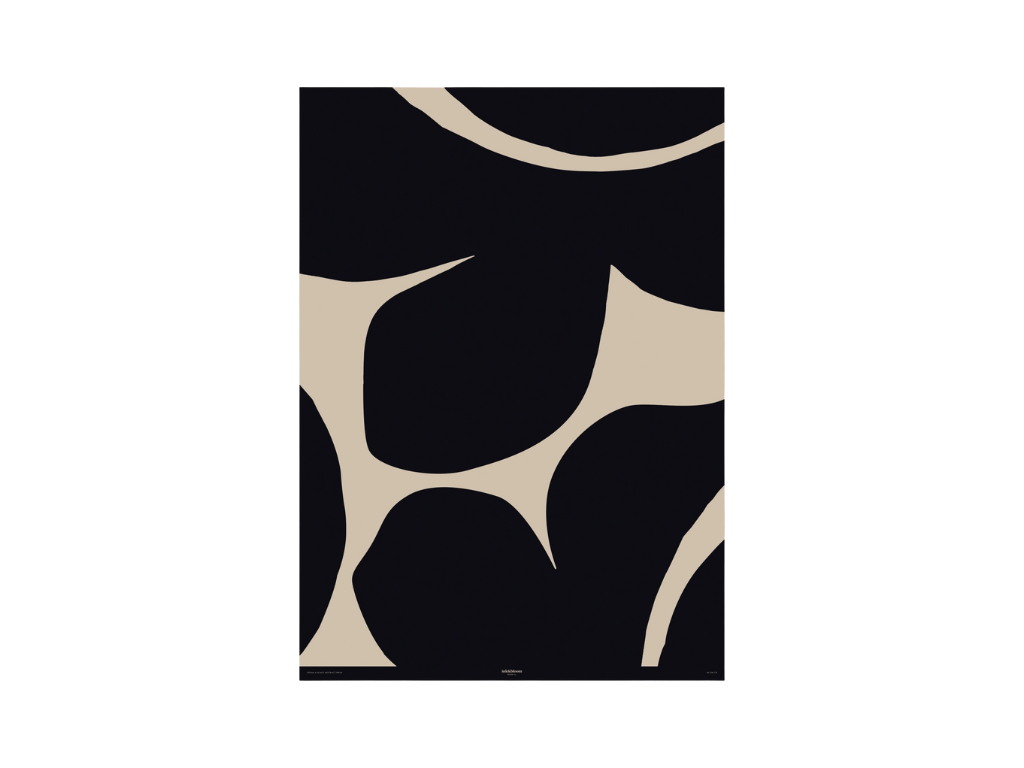 Ink & Bloom Abstract Black and Cream Floral Single Sided Gift Wrap