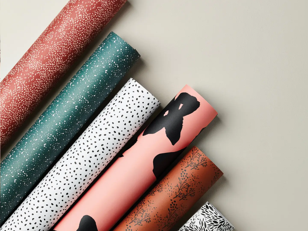 Ink & Bloom Green and Pink Terrazzo Single Sided Gift Wrap