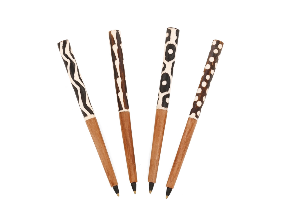 Akamba Batik Dyed Cow Bone and Wild Olive Wood Ink Pen