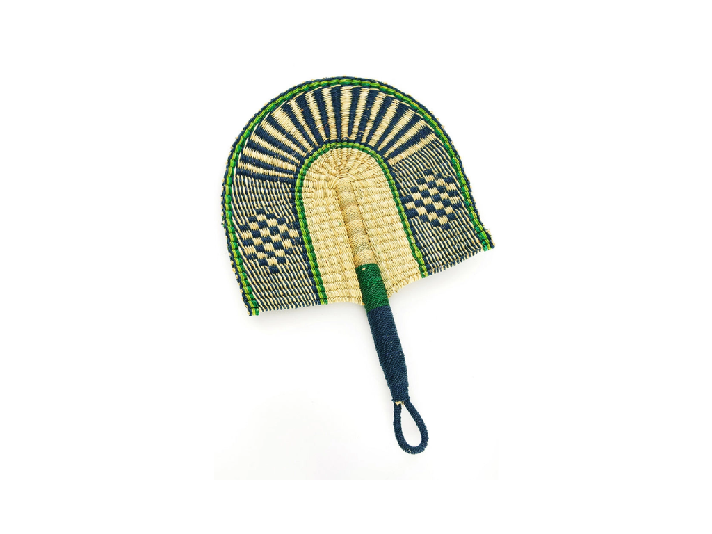 Swahili | AFRICAN MODERN Deep Sea Veta Vera African Hand Fan or Woven Wall Art