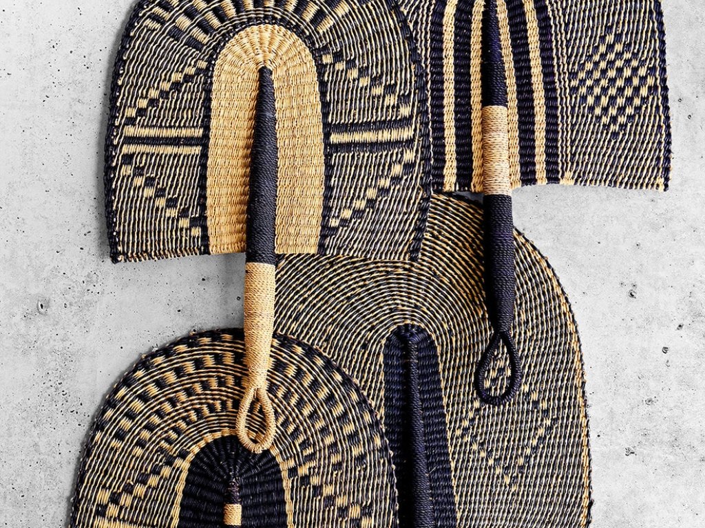 Swahili | AFRICAN MODERN Dusk To Dawn Elephant Grass African Hand Fan